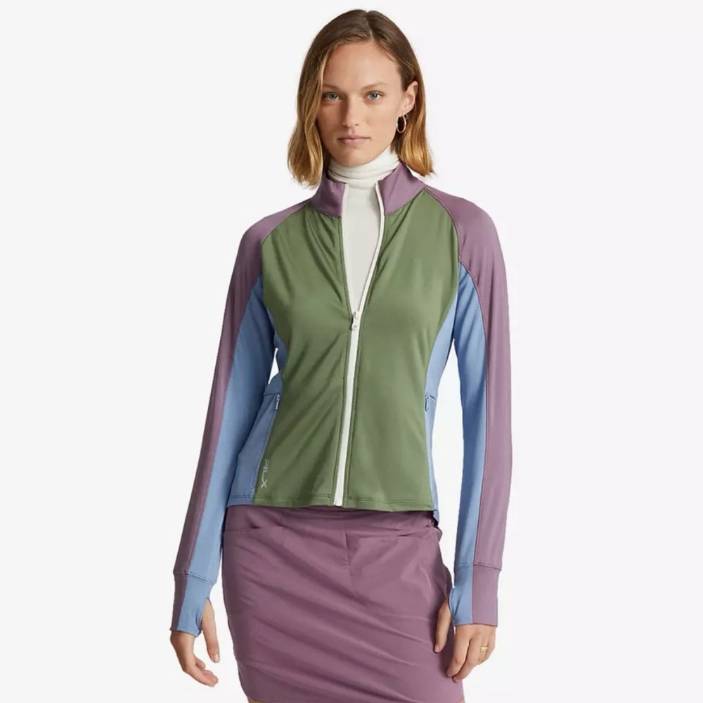 RLX Golf Ralph Lauren Women's Color-Blocked Jersey Full-Zip Jacket Size S